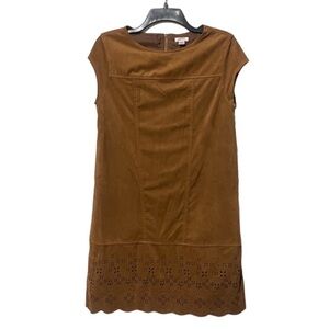 Xhilaration Faux Suede Shift Dress with Laser Cut Hem
